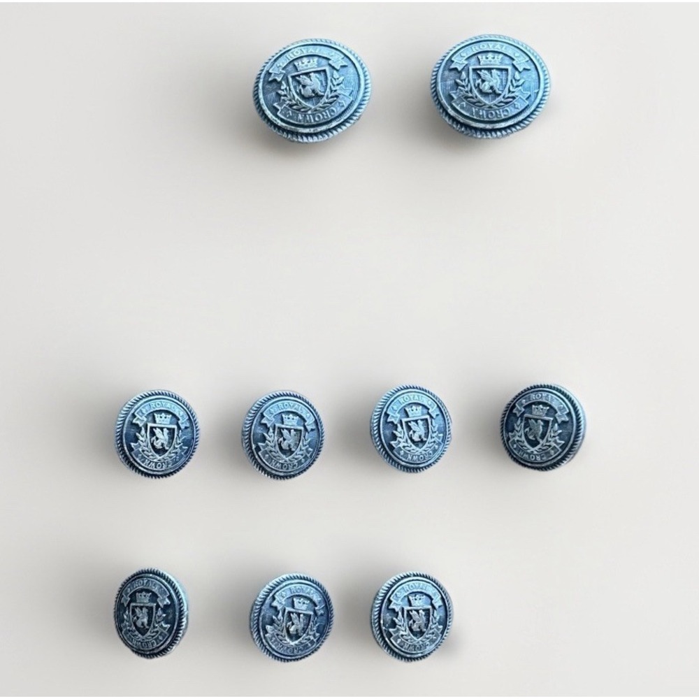 Royal Crown &‎ Shield Gunmetal Button Set +1 Extra Replacement For Blazer Jacket